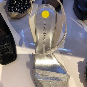 Stuart Weitzman silver heels worn once size 7